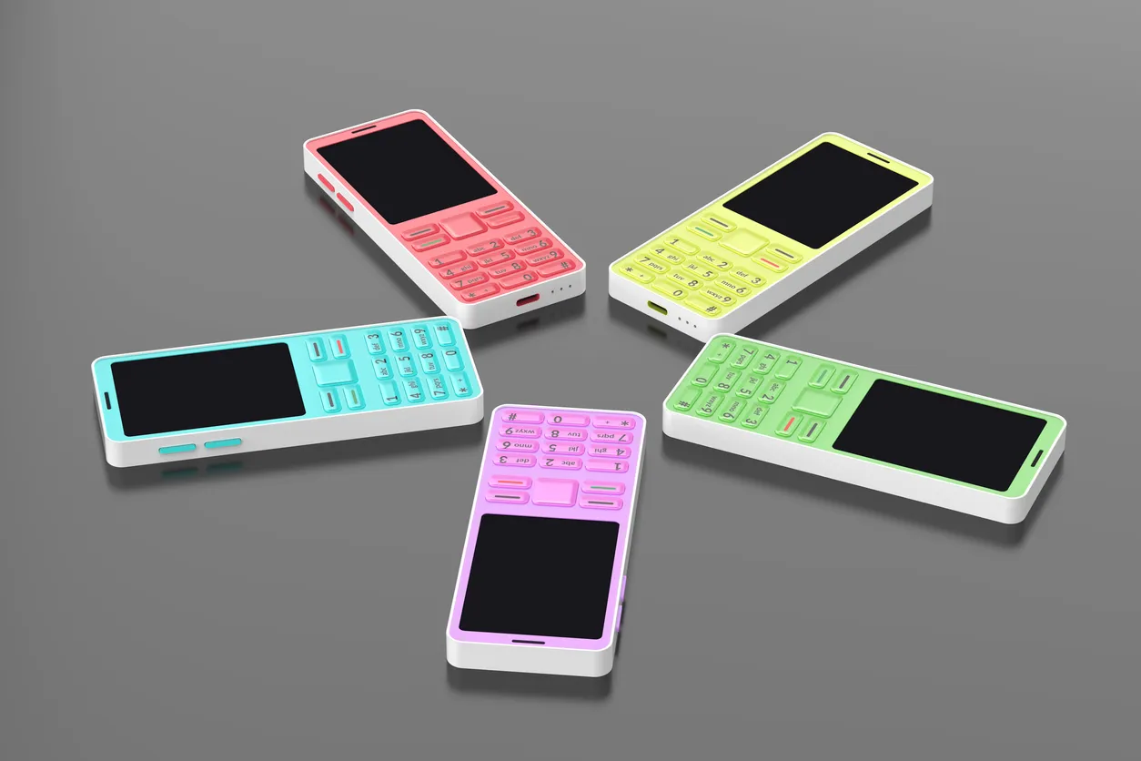 Grupo de teléfonos móviles cacahuate con diferentes colores, estos también pueden ser atractivos.