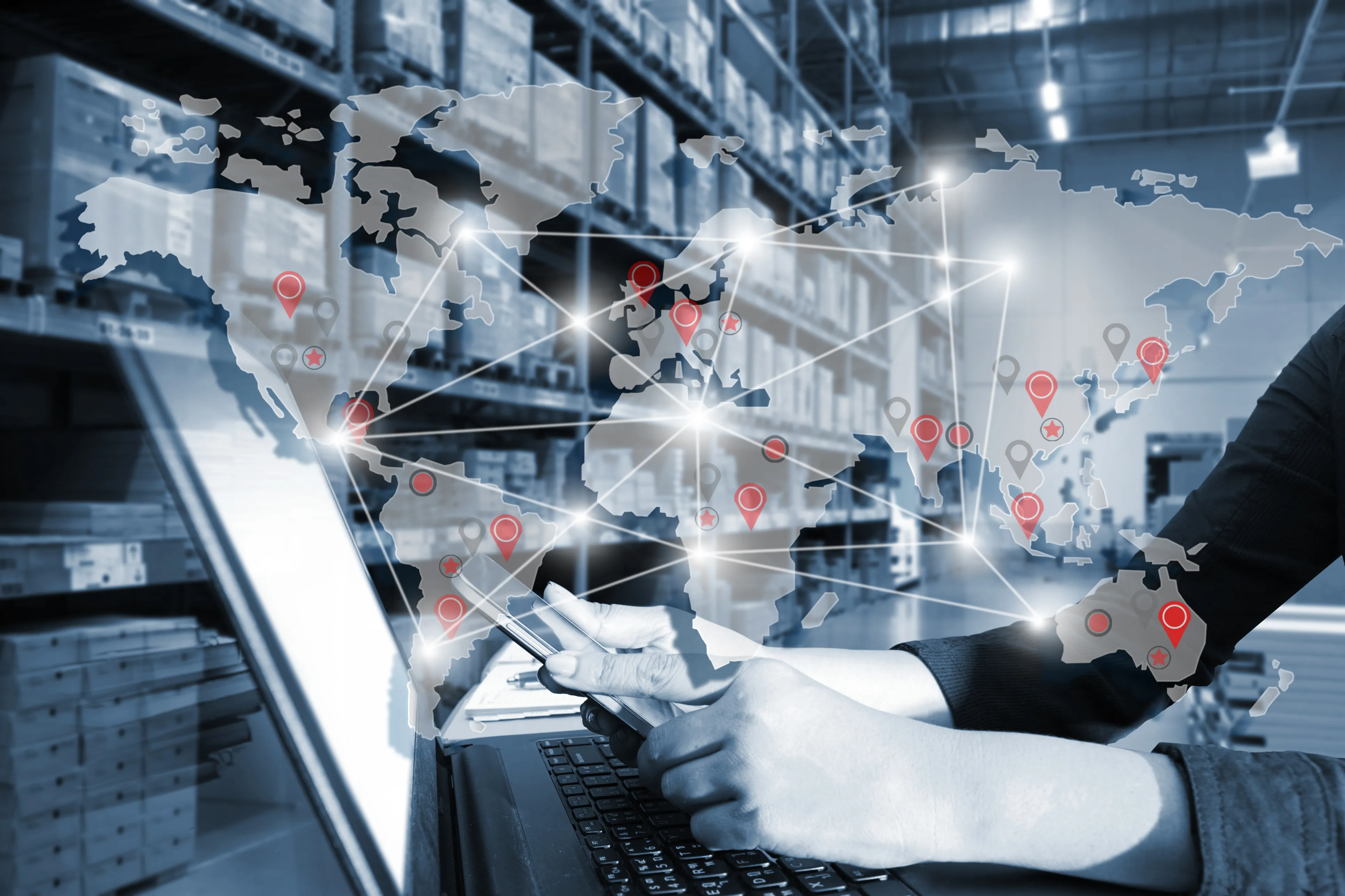 Red global un mapa terráqueo digital