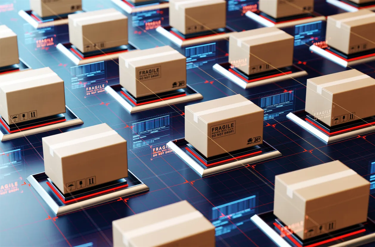 Cajas de cartón en una placa 