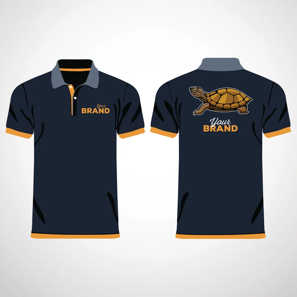 Vista frontal y poserior de playera polo combinada con logo en la parte superior izquierda y en la parte posterior