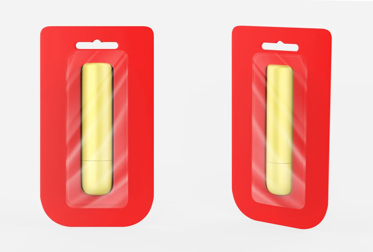 Bálsamo labial brillante en barra, lápiz labial higiénico en paquete blister