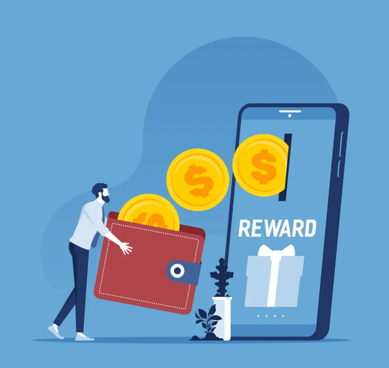 Un celular que tiene una rajada de alcancía en la pantalla tragando monedas 