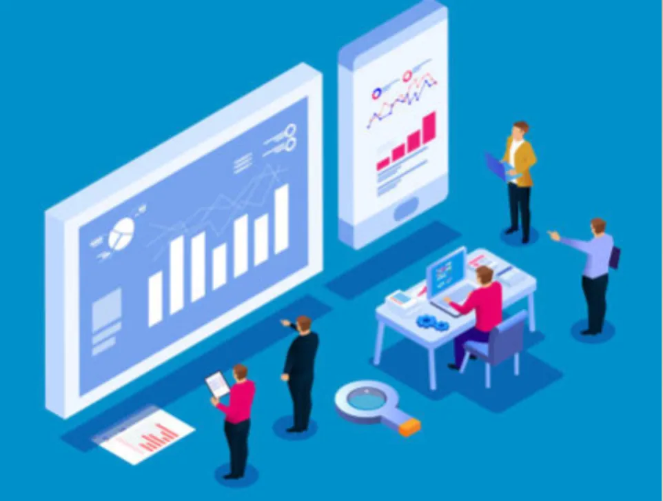 personas con un estilo animado analizando datos 