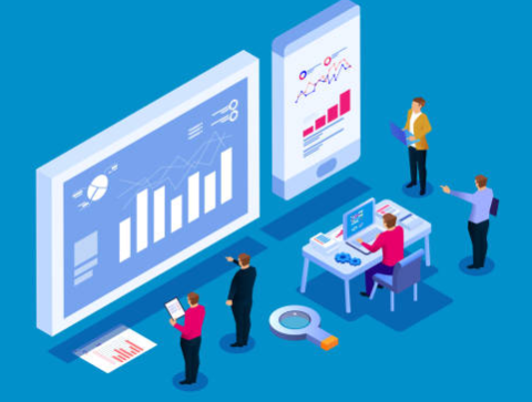 personas con un estilo animado analizando datos 