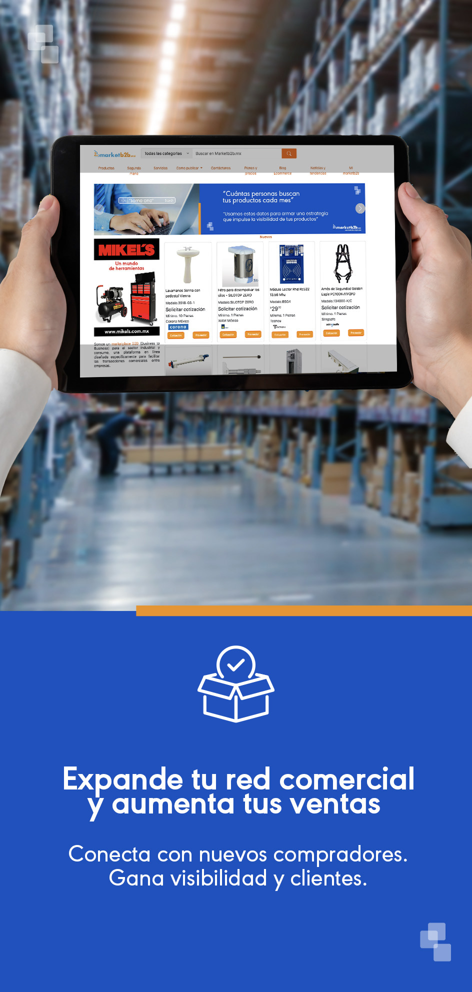 tablet con el portal de market b2b