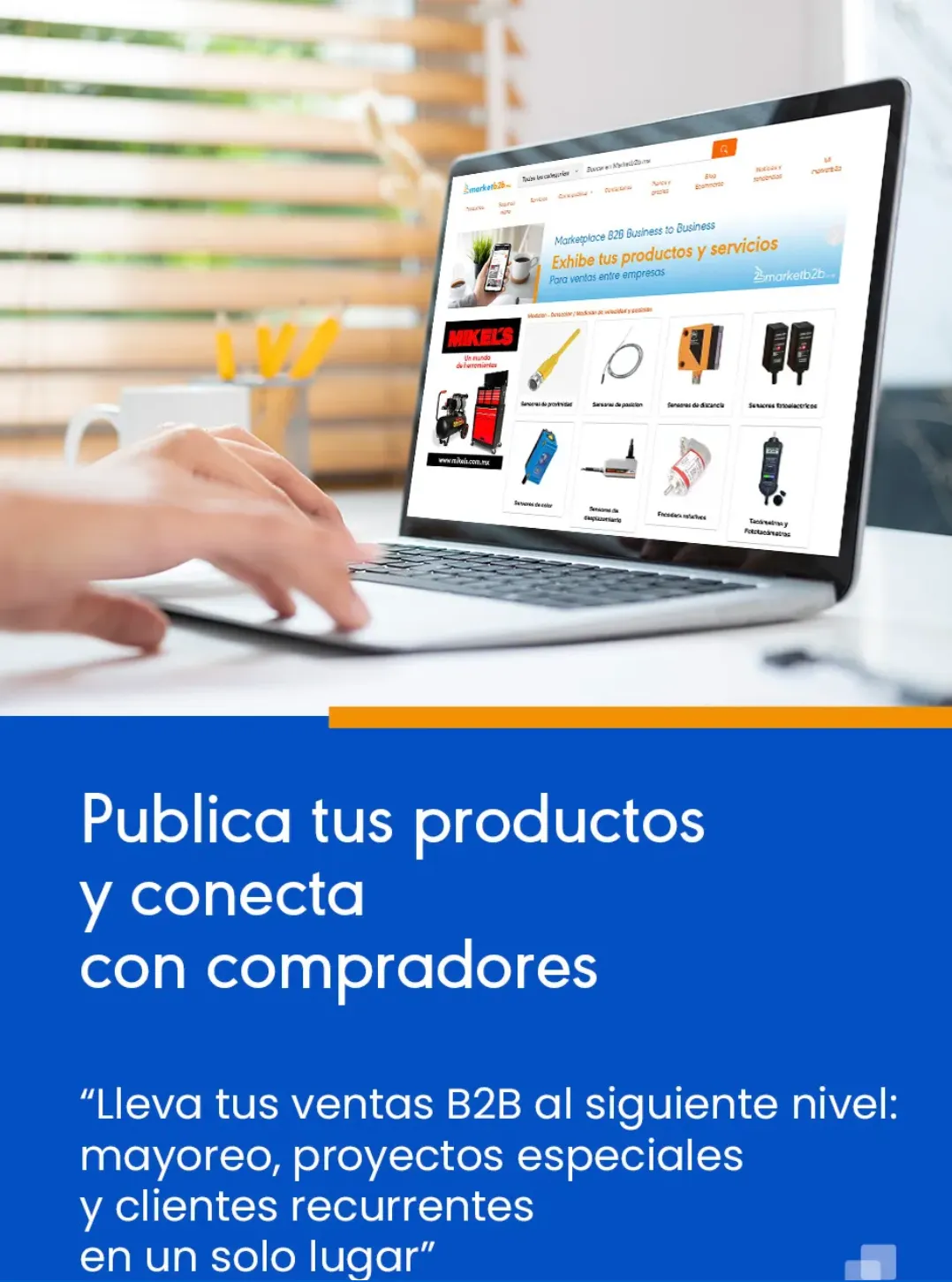 anuncio de market b2b que dice publica tus productos y conecta con compradores