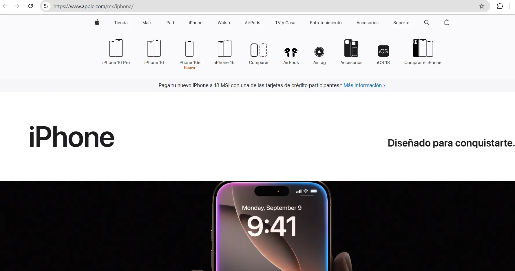 HomePage del portal Apple Store México la tienda iPhone en línea 