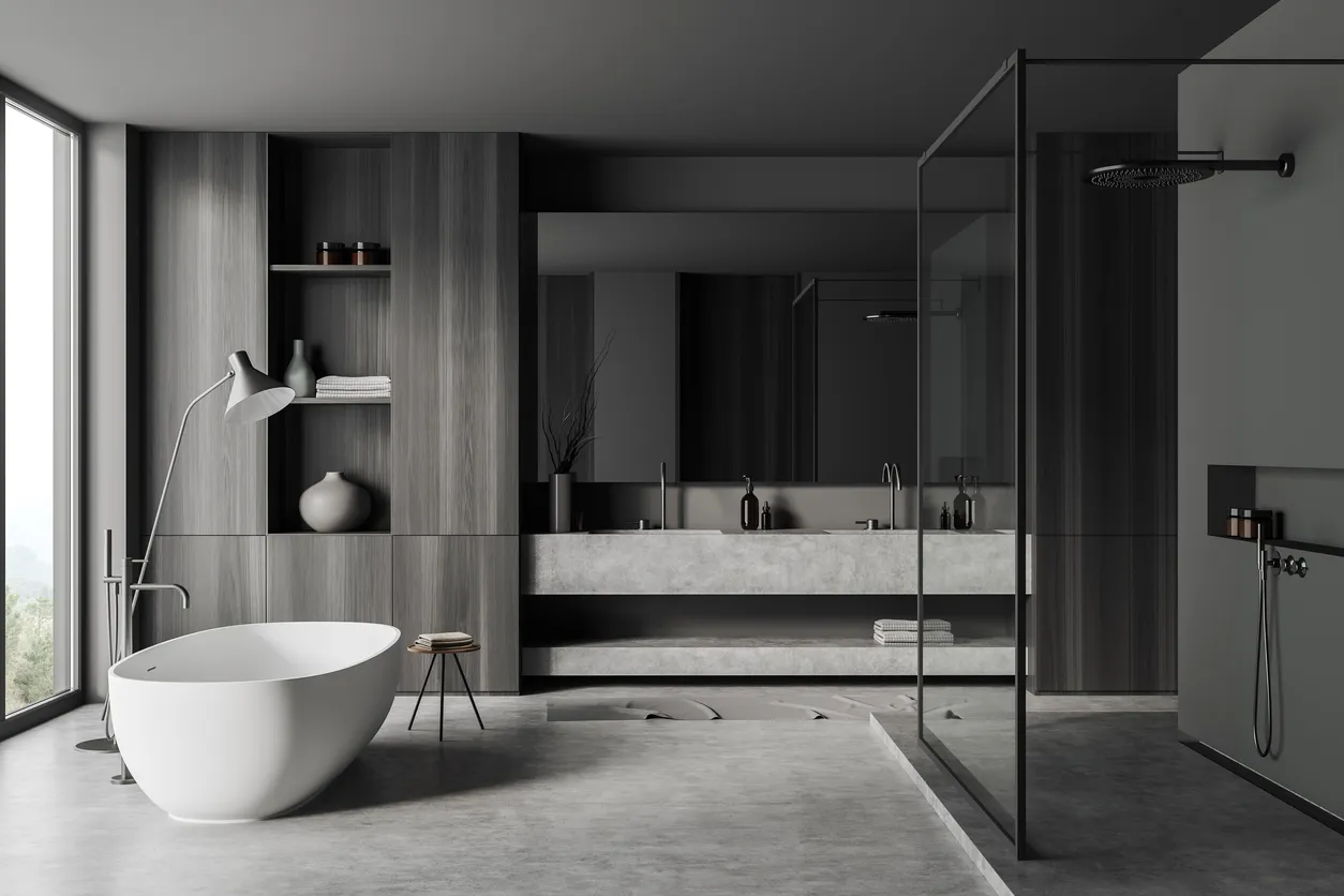 Baño grande moderno colo negro 