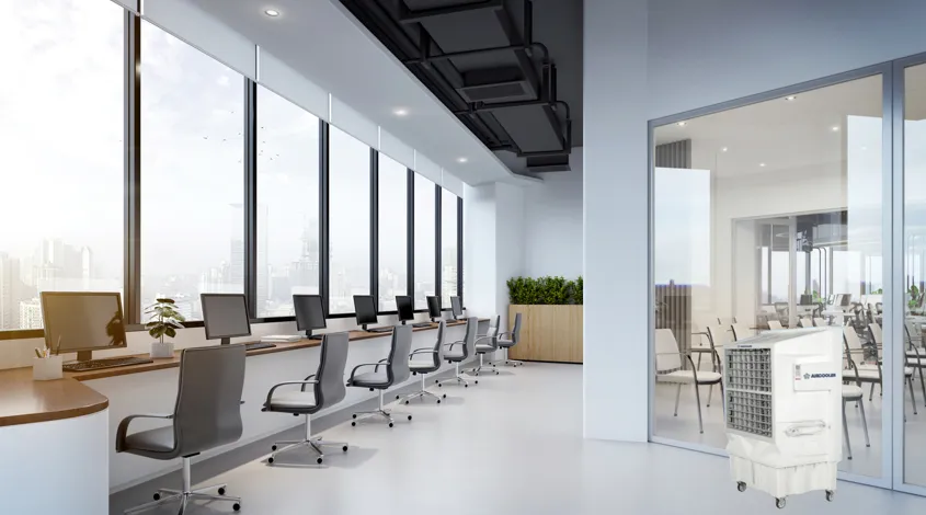 Un enfriador de Aire Evaporativo es un excelente opción para una oficina amplia