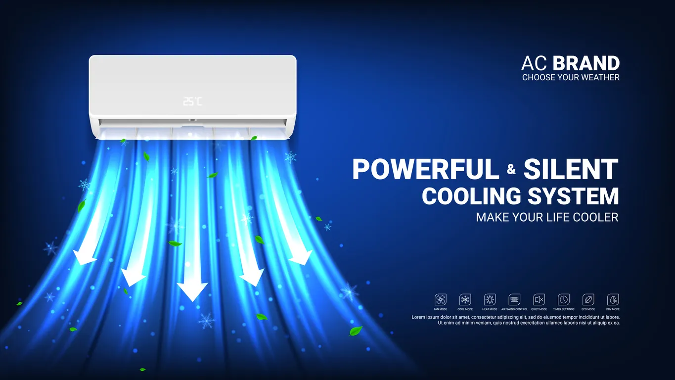 Sistema de climatización split moderno para el hogar, promoviendo su caracteristica de silencioso
