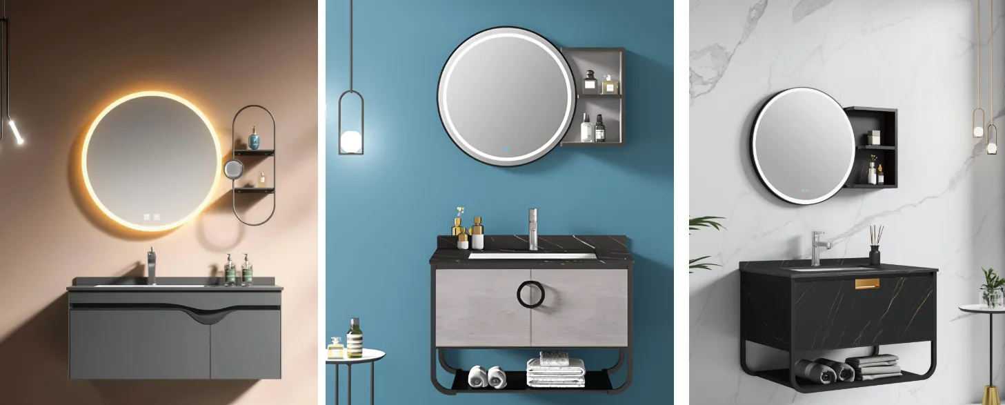 Tres gabinetes de baño modernos