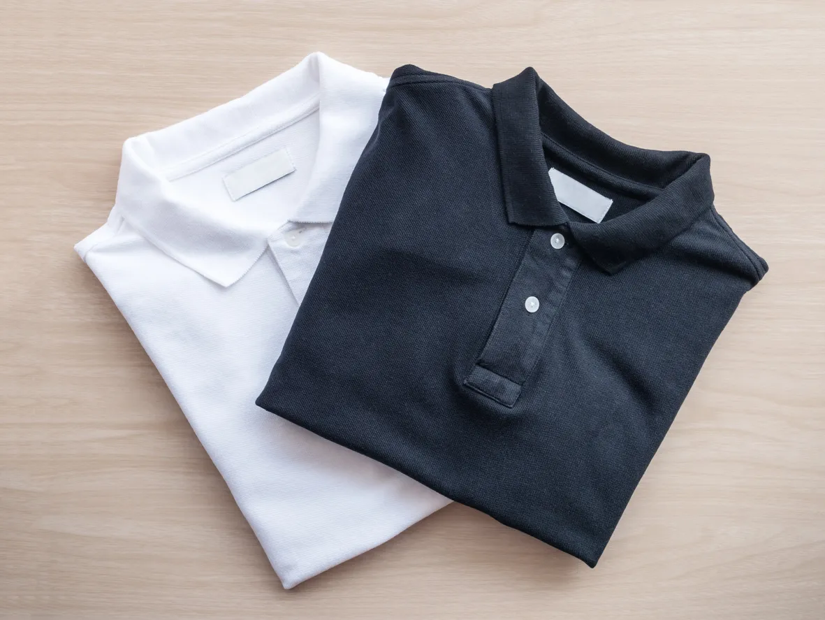 Dos playeras polo de vestir manga corta en colores blanco y azul