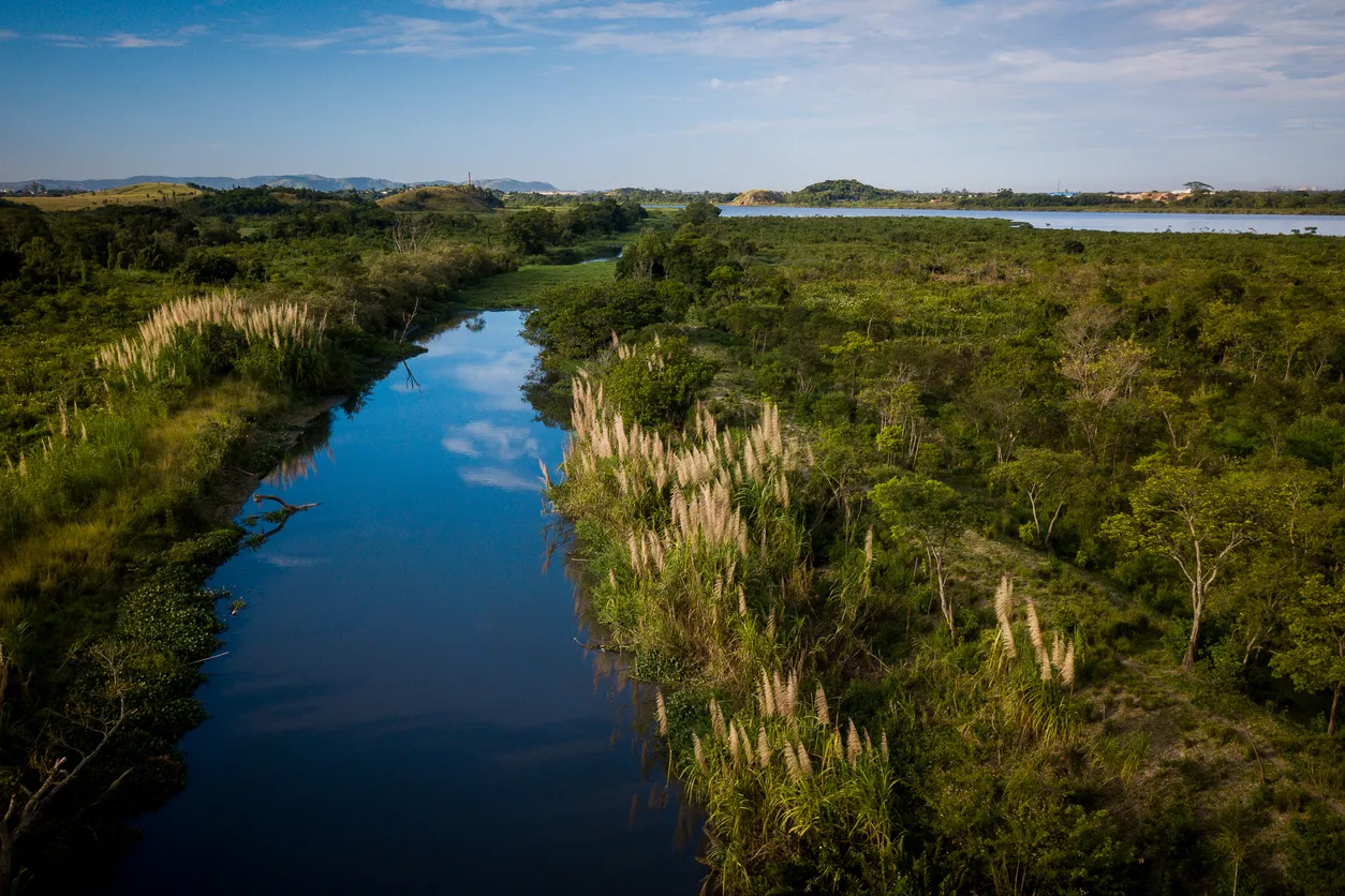 Gran vista de rio con abundante vegetación a ambos lados. La zeolita ayuda remoción de turbidez y sólidos suspendidos.