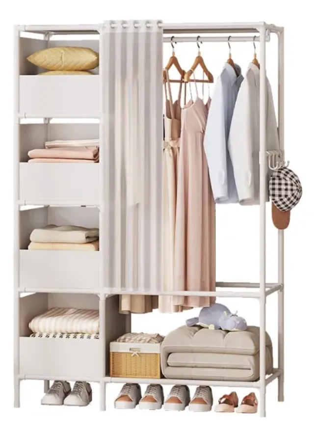 Armario Independiente de Metal Blanco 105x45x170 cm – Closet Armable y Moderno para Dormitorio o Estudio