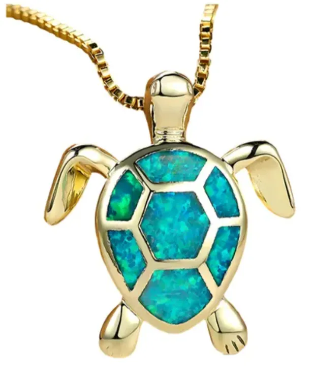Collar Dije de Tortuga Marina Verde Jade – Joyería de Playa para Mujer en Acero InoxidableCompra al por mayor el collar de to