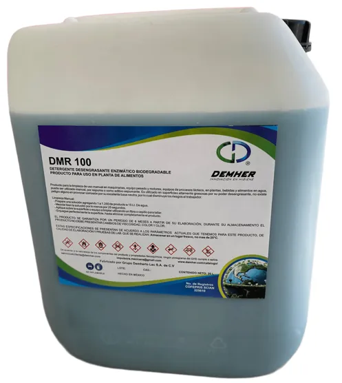 DMR 100 Desengrasante Orgánico Industrial bidón de 20 litros vista frontal