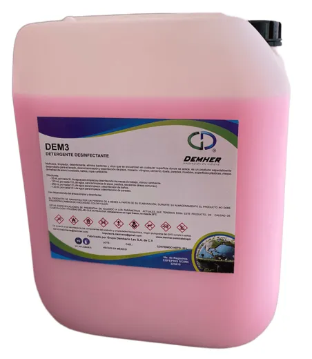 DEM3 Detergente Desinfectante Multiusos vista frontal de bidón de 20 litros