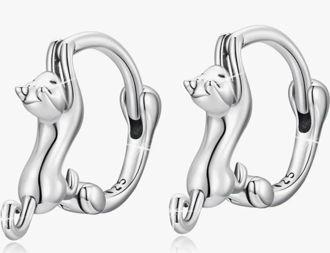 Aretes de Plata 925 para Mujer con Diseño de Gato – Venta al Mayoreo