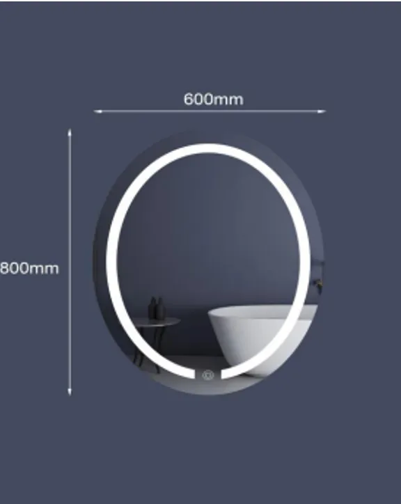 Espejo Ovalado con Luz LED vista frontal 