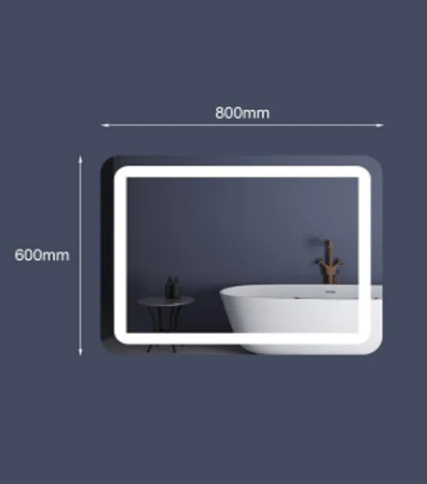 Espejo Rectangular LED Touch 80x60 vista frontal 