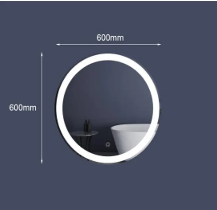 Espejo LED Regulable Redondo NOOR | Luz Touch 60x60 cm vista frontal 