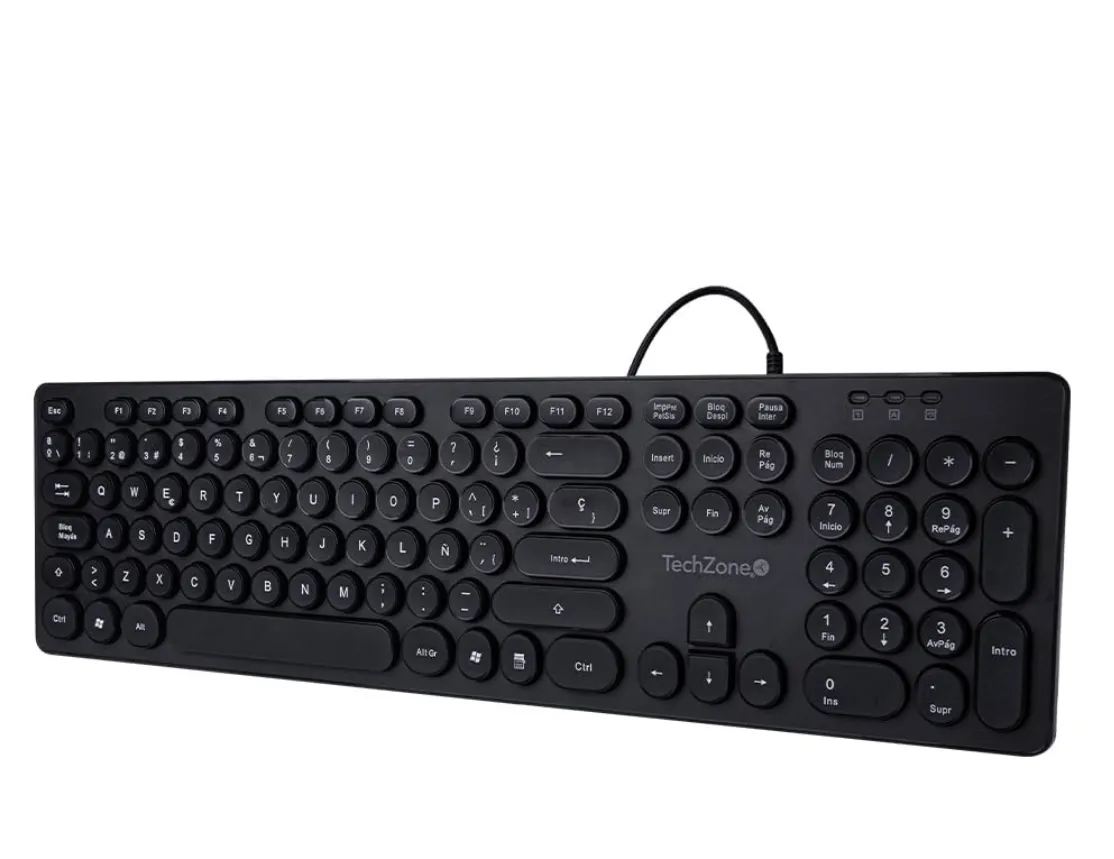 TECHZONE Teclado Alámbrico Black Colors 105 Teclas – Mayoreo en Accesorios para Computadoras