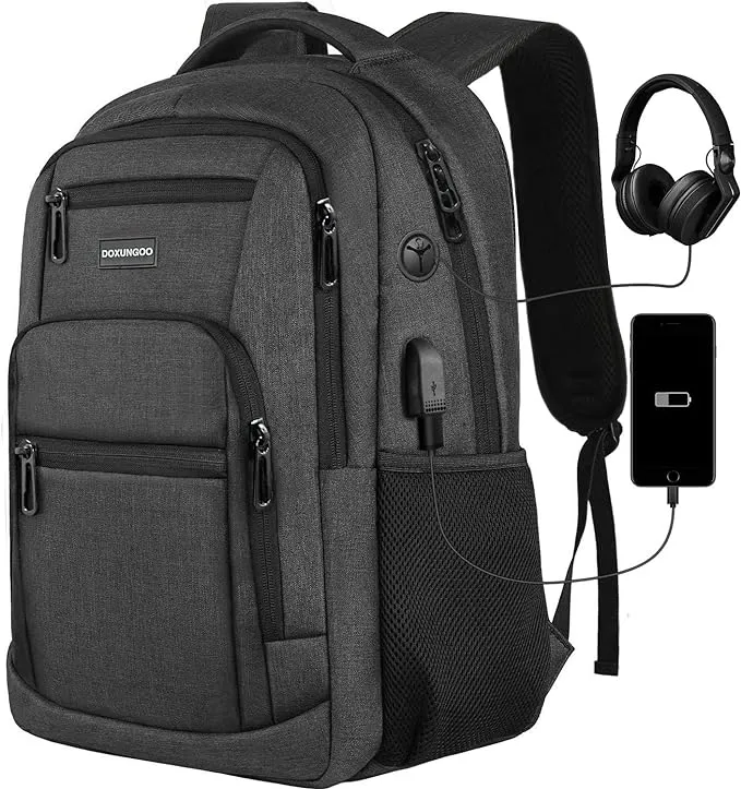 Mochila de Viaje y Negocios DOXUNGOO Antirrobo para Laptop 15.6" con Puerto de Carga USB vista frontal 