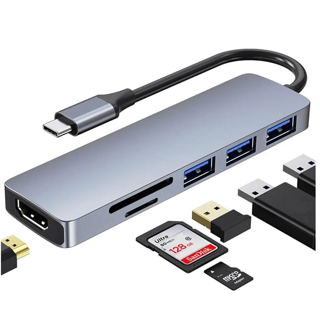 Hub USB C 6 en 1 – Adaptador Multipuerto USB C para Computadora al por Mayor