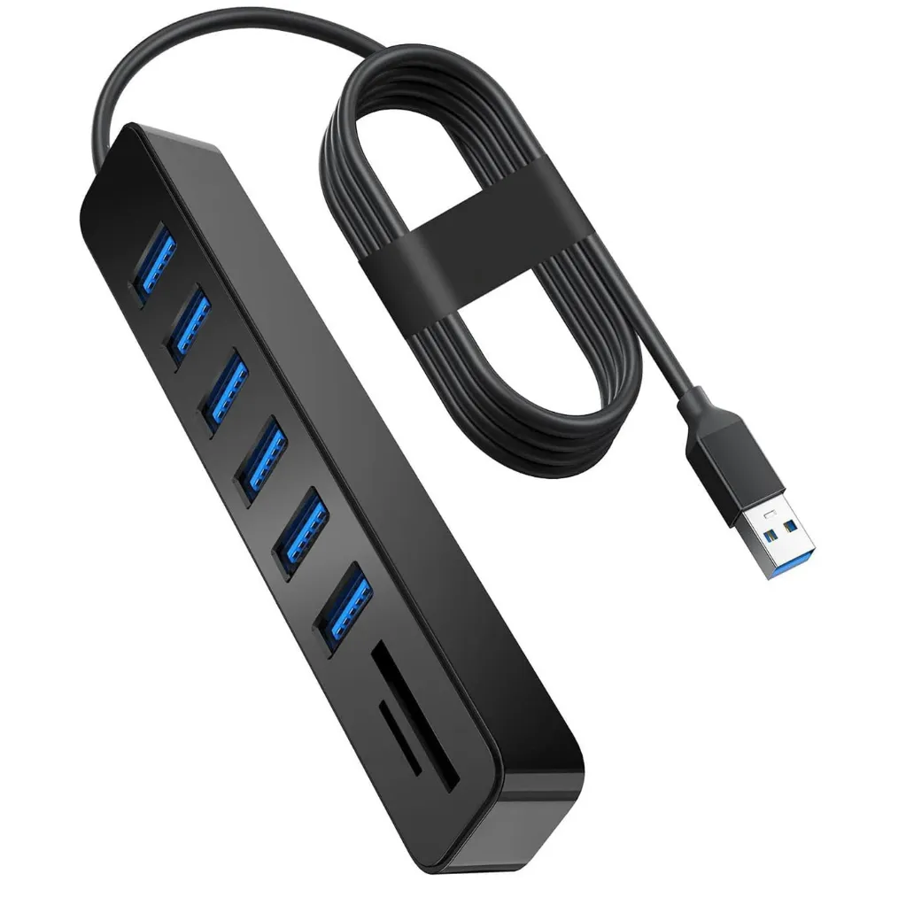 Hub USB 2.0 Multicontacto con 6 Puertos y Lector de Tarjetas SD/TF - Venta al por Mayor