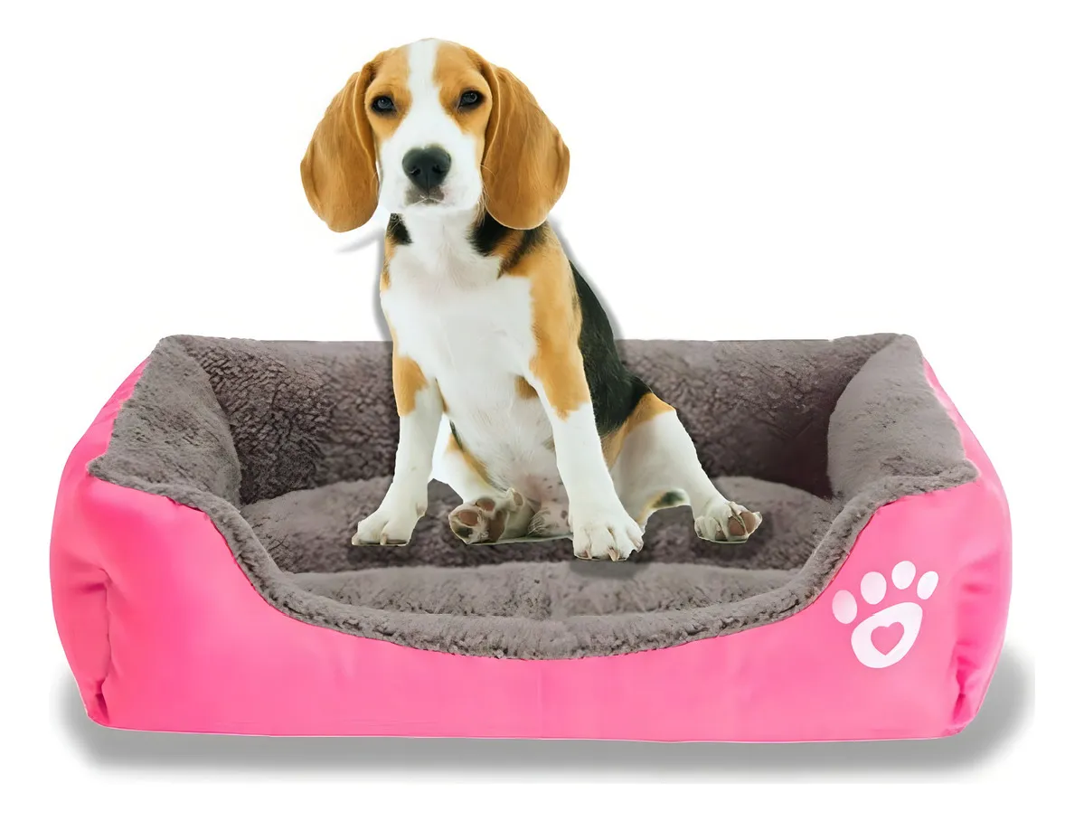 Cama para Perro y Mascota Grande 60x50x15 cm Almohadón Rosa Yelio vista frontal 