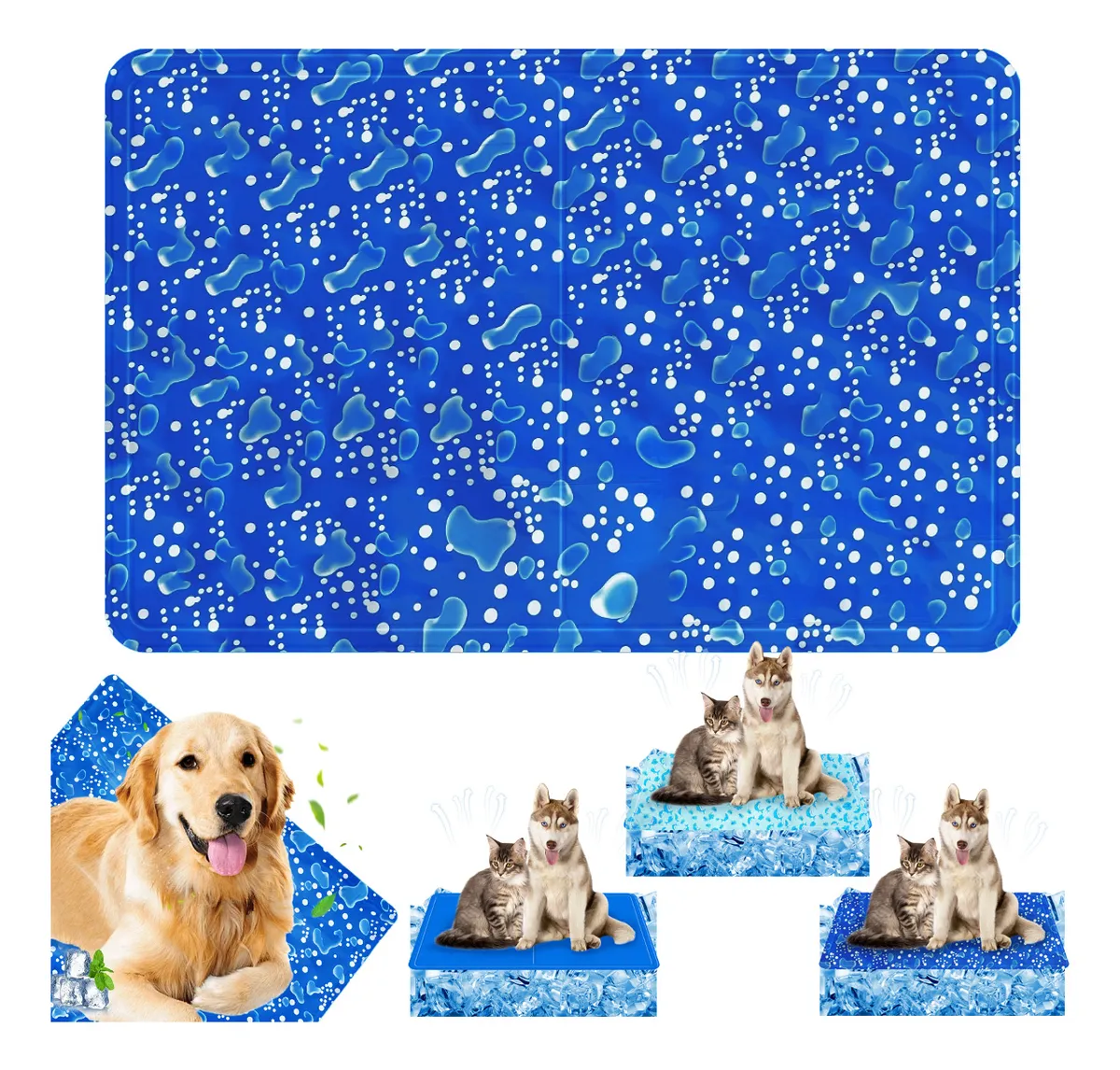 Tapete Refrescante para Perros y Gatos 90x50 cm - Mascota Fresca y Feliz  vista frontal 