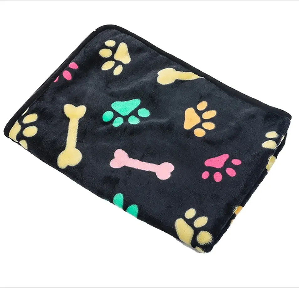 Manta para Perro al Por Mayor - Cobija Cálida con Estampado de Huellas vista forntal