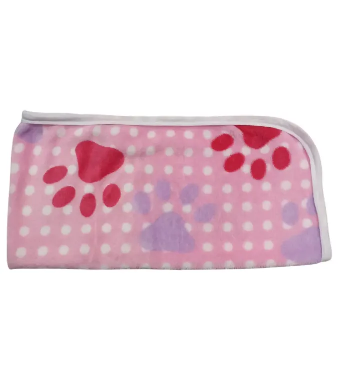 Cobija Para Mascotas Gatos o Perros Diseño Huellas 40x60 cm Rosa Chicle - Venta al por Mayor
