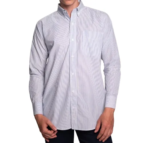 CAMISA AirMan Micro Raya Caballero Manga Larga al Mayoreo vista frontal 