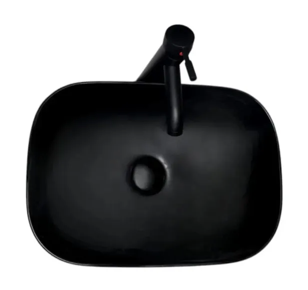 Kit Arisha Negro Lavabo de Cerámica con Monomando 50x40x15 vista frontal 