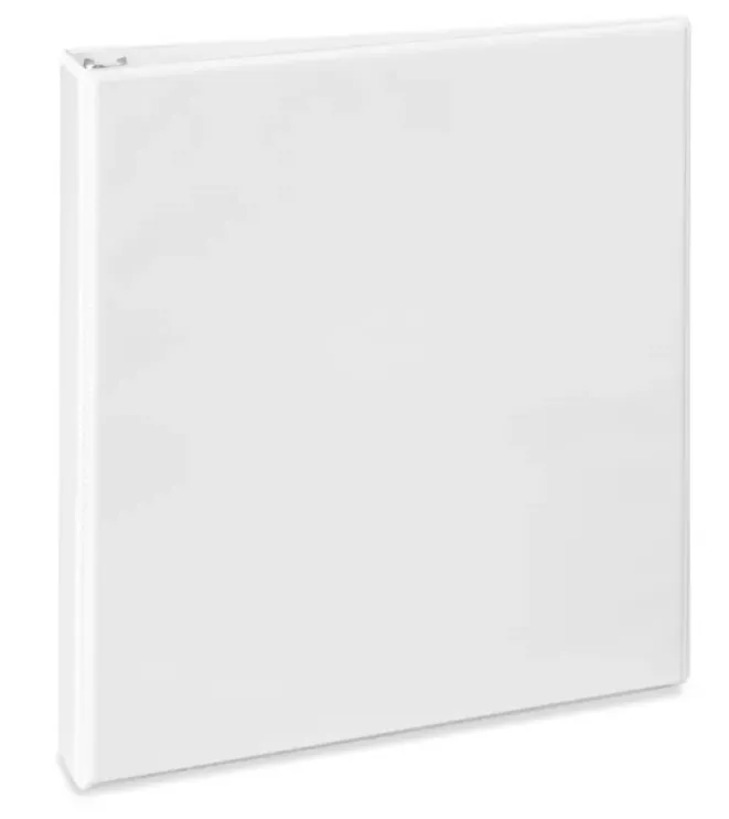 carpeta de vinil con argollas de 1/2" tamaño carta color blanca vista frontal