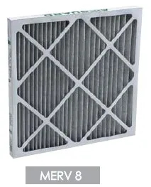 Prefiltro plisado MERV 8 con carbón activado vista frontal