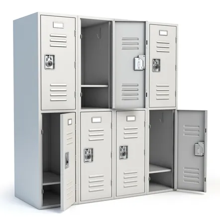 Gabinete metálico con puertas abiertas