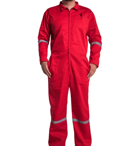 Overol UNILINE de Gabardina Rojo con Cinta Reflejante (Hombre)