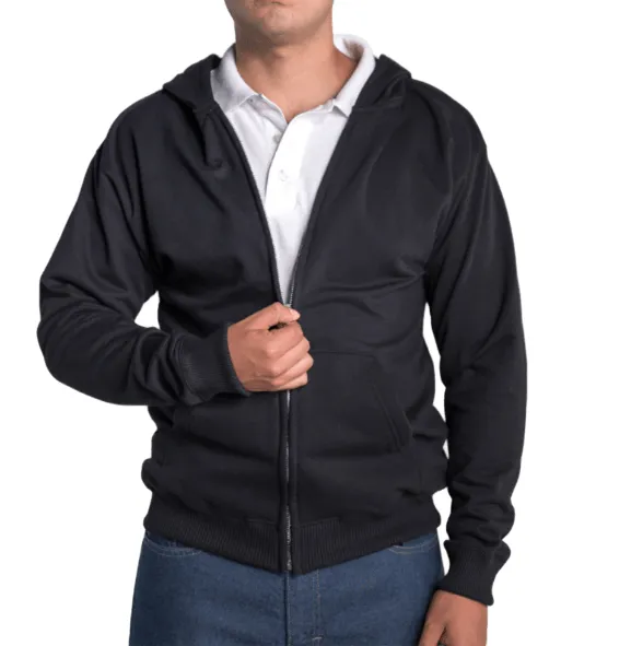 Sudadera para hombre de felpa con cierre y capucha negro ARIMAN