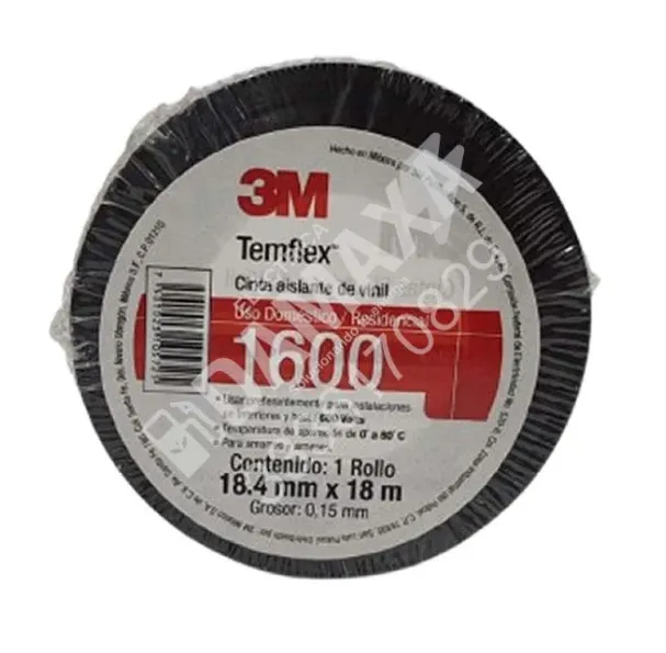 Cinta aislante negra de vinil 3M Temflex 1600 para cables eléctricos