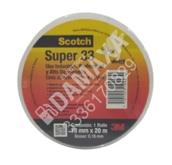 Cinta aislante Super 33+ Scotch 3M para cables eléctricos