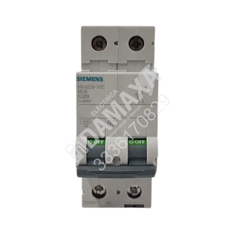 Interruptor Termomagnético P/Riel 2x20A Bipolar 20A (2 Polos) SIEMENS DAM151