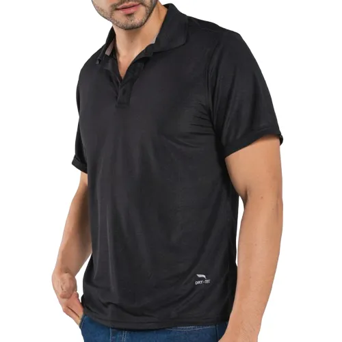 POLO AirMan Dry Tec Negro Caballero al Mayoreo – Playera Tipo Polo Negra Dry Fit de Secado Rápido