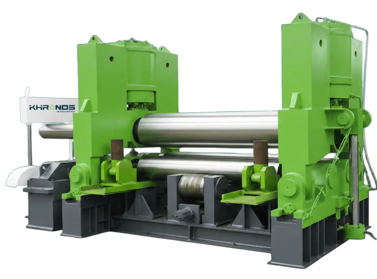 Roladora de placa KMW11S-16x3000 3R con PLC para rolado y precurvado