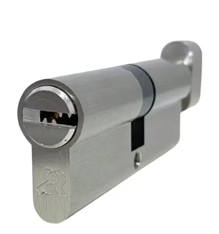 Cilindro 80mm satín llave de seguridad con botón