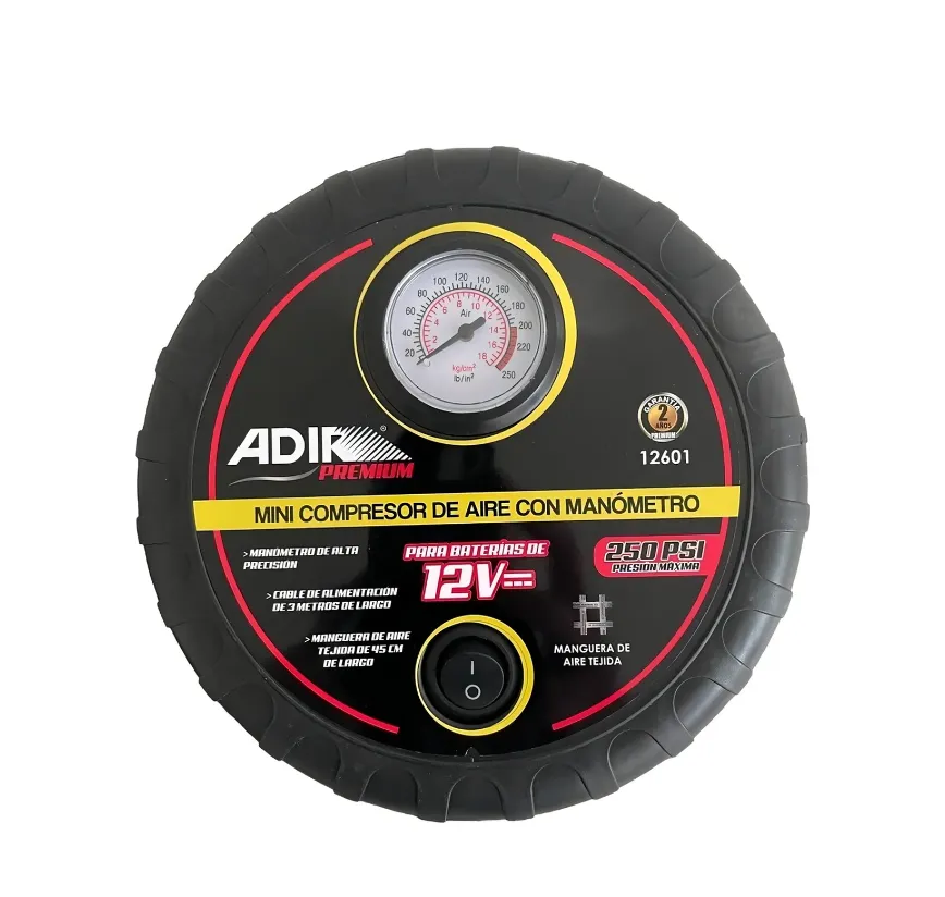 Mini Compresor de Aire Portátil Adir 12601 12V con Manómetro