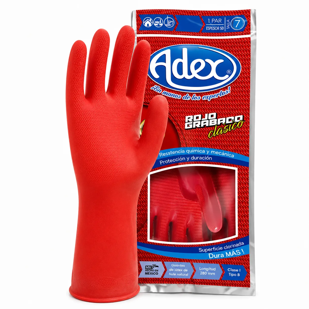Guante rojo #9 Adex para uso general