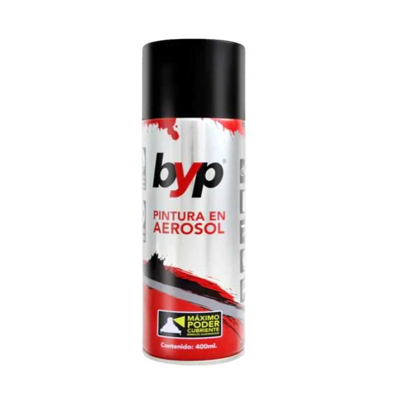 Pintura en aerosol BYP Súper negro brillante de 400 ml