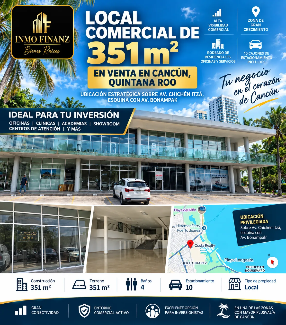 Local comercial de 351 m² en venta en Cancún, Quintana Roo